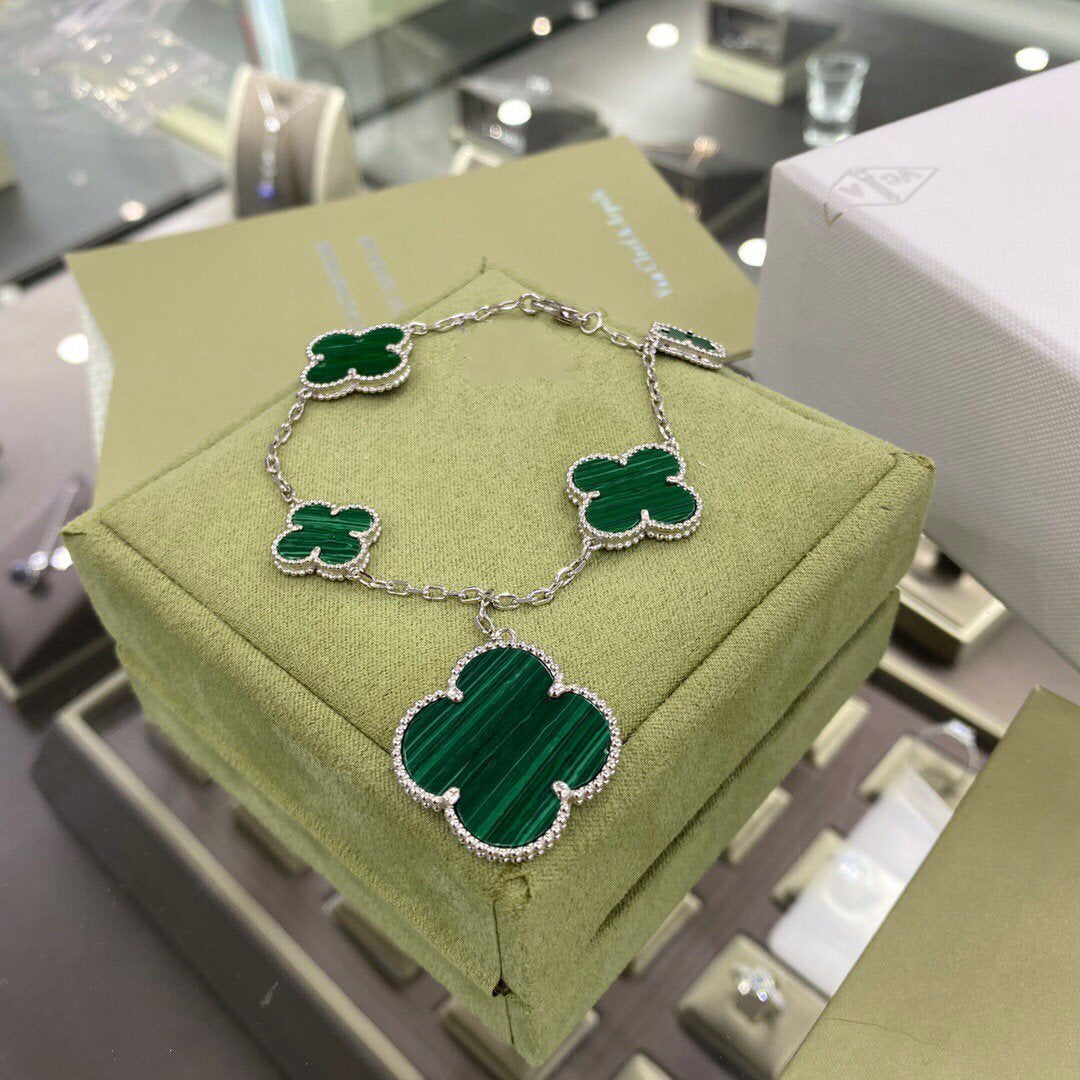 ¡®Sprite Jewelry¡¯CLOVER 5 MOTIFS SIVLER MALACHITE BRACELET