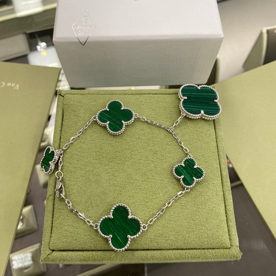 ¡®Sprite Jewelry¡¯CLOVER 5 MOTIFS SIVLER MALACHITE BRACELET