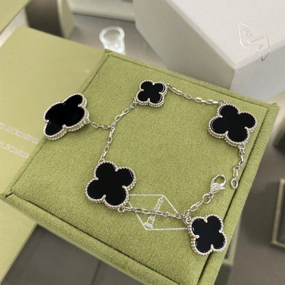 ¡®Sprite Jewelry¡¯CLOVER 5 MOTIFS SIVLER ONYX BRACELET