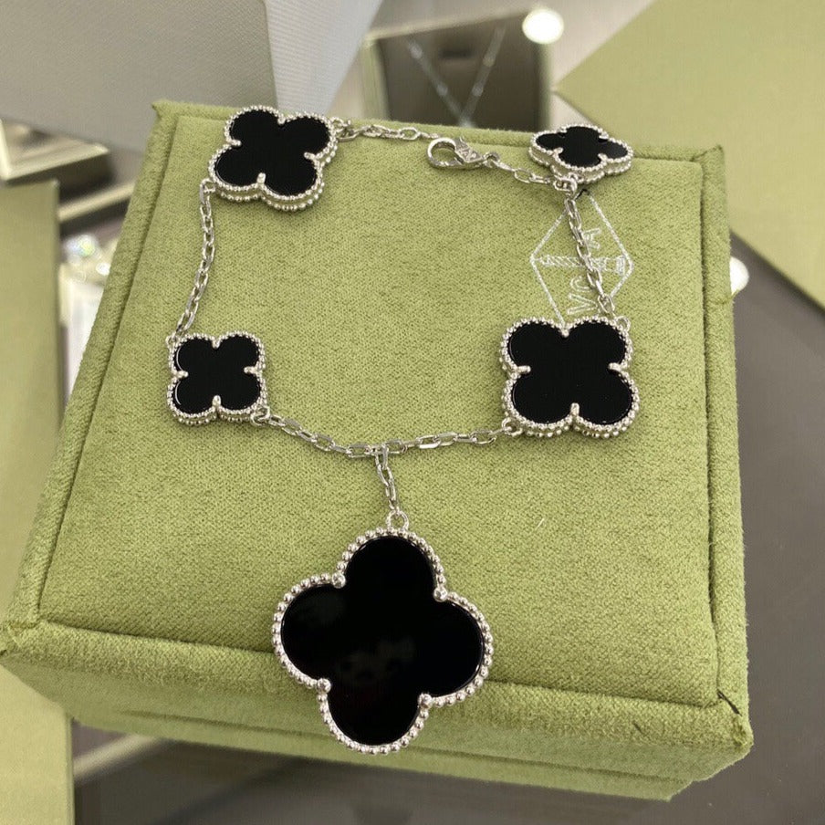 ¡®Sprite Jewelry¡¯CLOVER 5 MOTIFS SIVLER ONYX BRACELET