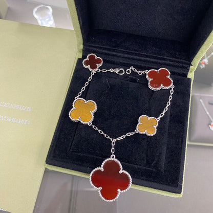 ¡®Sprite Jewelry¡¯CLOVER 5 MOTIFS SIVLER CARNELIAN TIGER EYE BRACELET