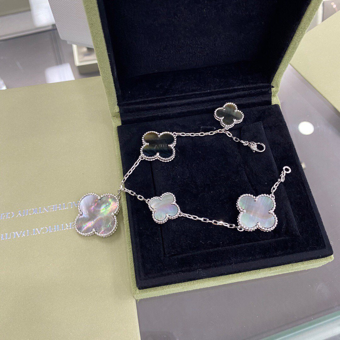 ¡®Sprite Jewelry¡¯CLOVER 5 MOTIFS SIVLER DARK MOP BRACELET