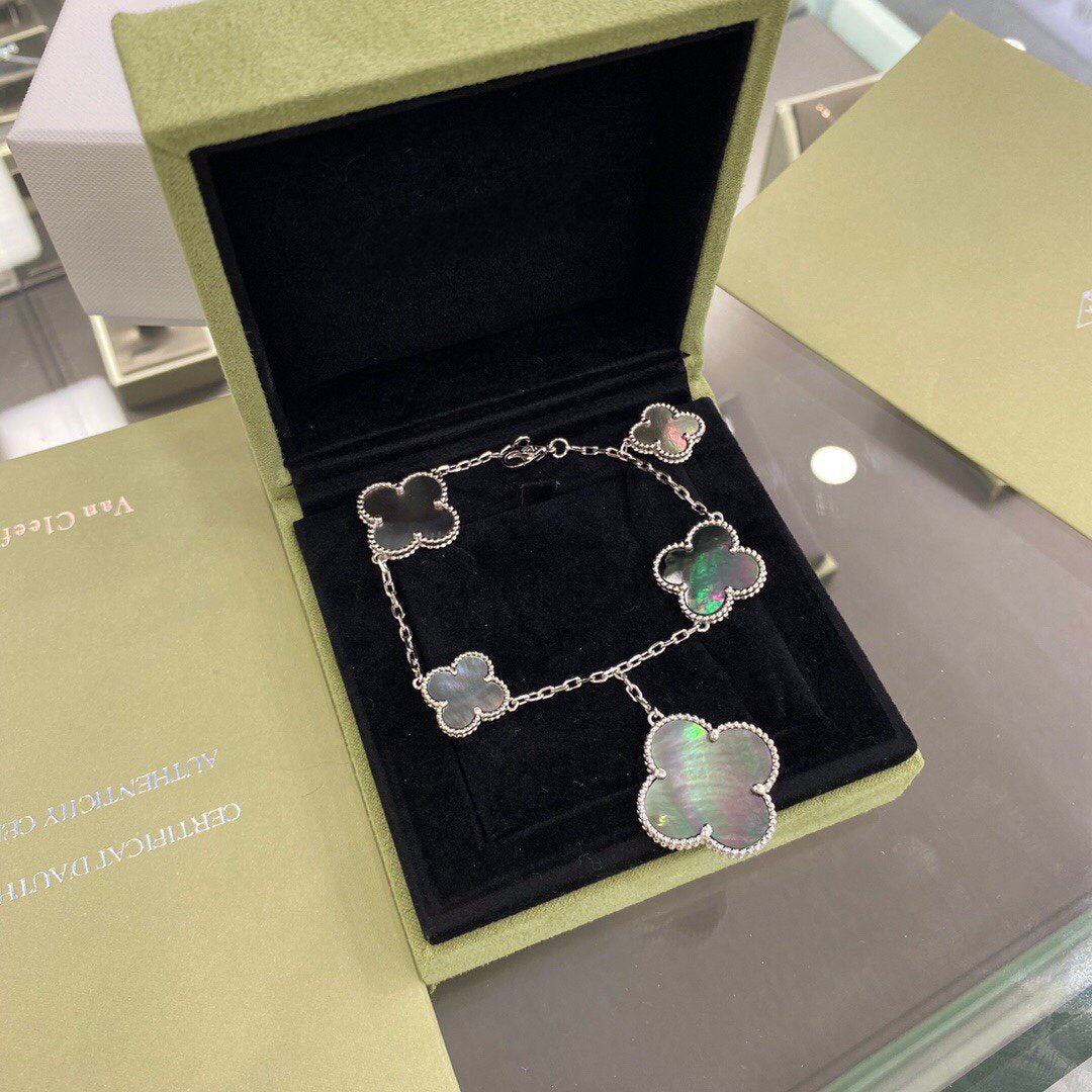 ¡®Sprite Jewelry¡¯CLOVER 5 MOTIFS SIVLER DARK MOP BRACELET