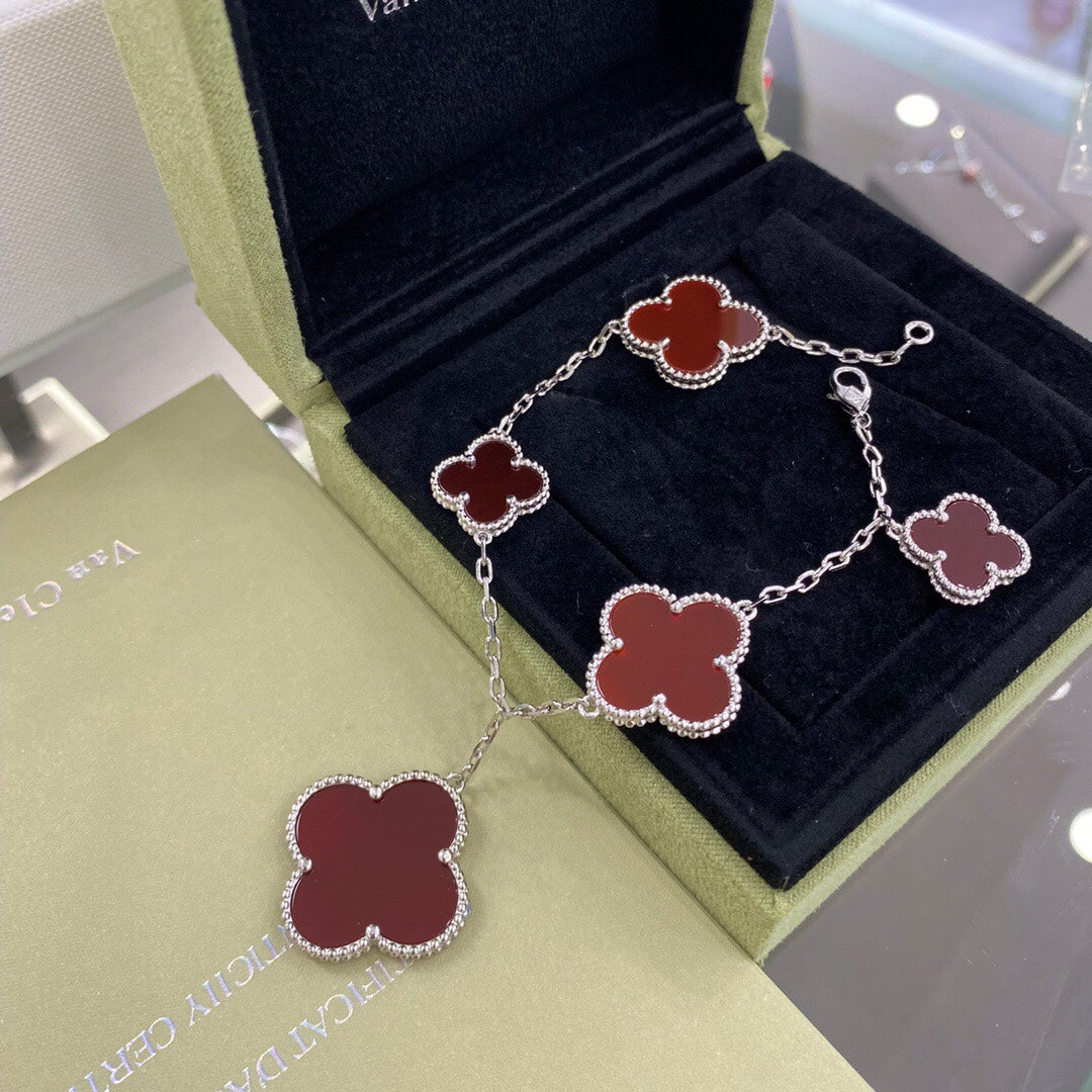 ¡®Sprite Jewelry¡¯CLOVER 5 MOTIFS SIVLER CARNELIAN BRACELET