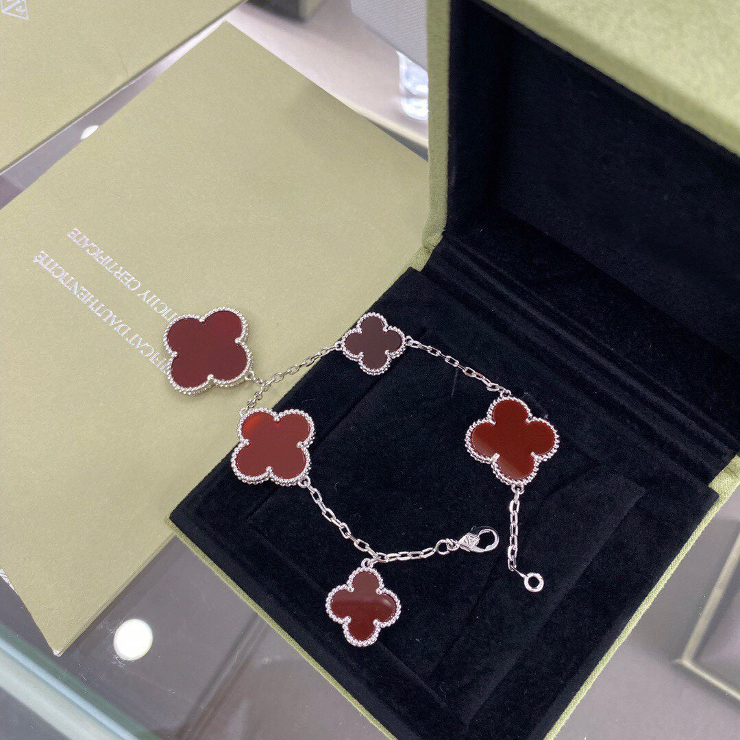 ¡®Sprite Jewelry¡¯CLOVER 5 MOTIFS SIVLER CARNELIAN BRACELET