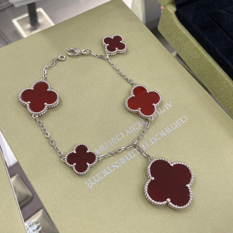 ¡®Sprite Jewelry¡¯CLOVER 5 MOTIFS SIVLER CARNELIAN BRACELET