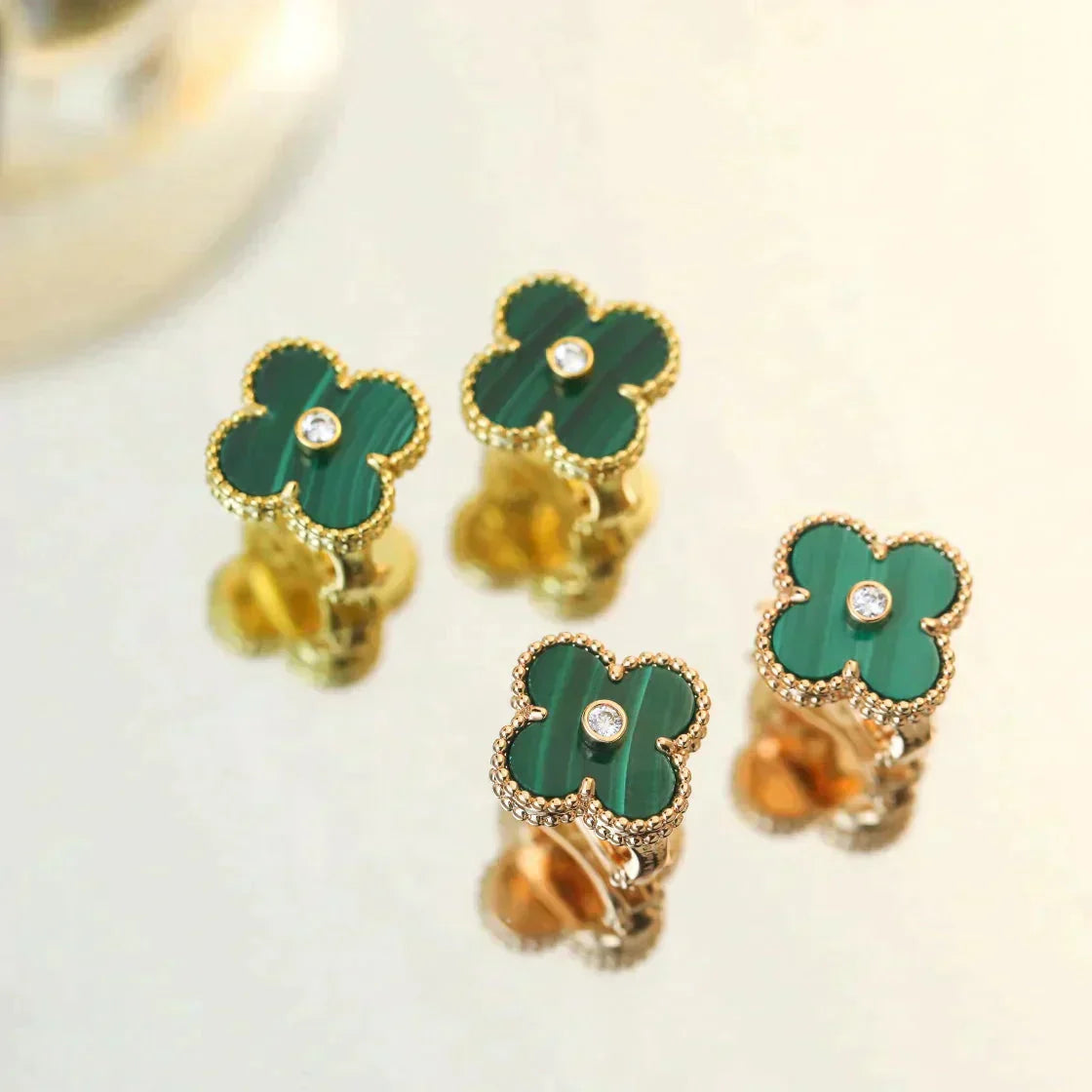 ¡®Sprite Jewelry¡¯CLOVER MEDIUM 1 MOTIFS MALACHITE DIAMOND EARRINGS