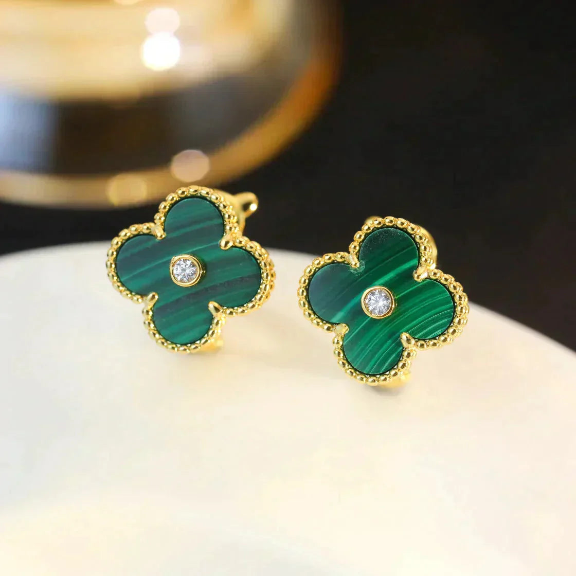 ¡®Sprite Jewelry¡¯CLOVER MEDIUM 1 MOTIFS MALACHITE DIAMOND EARRINGS