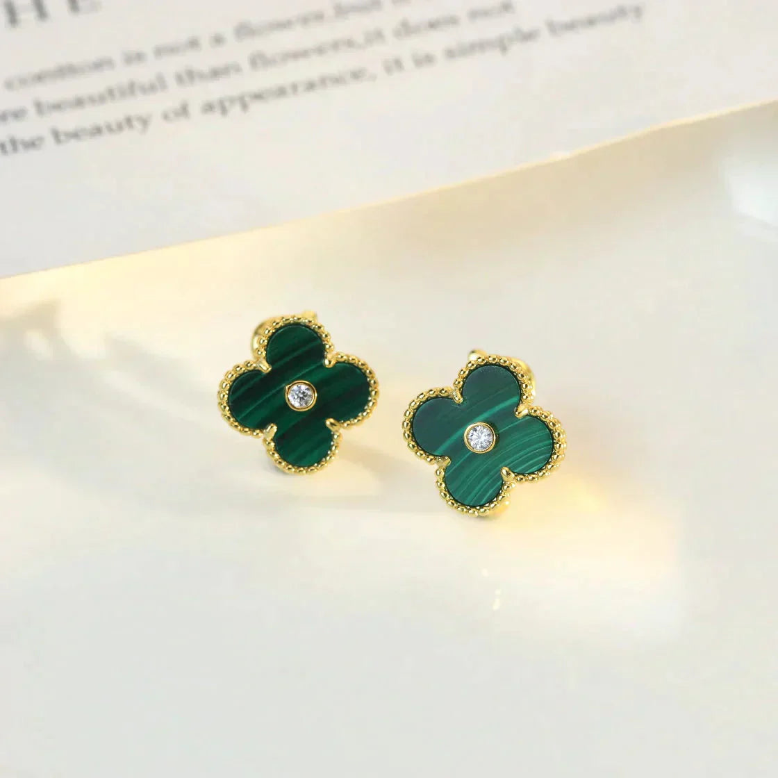 ¡®Sprite Jewelry¡¯CLOVER MEDIUM 1 MOTIFS MALACHITE DIAMOND EARRINGS