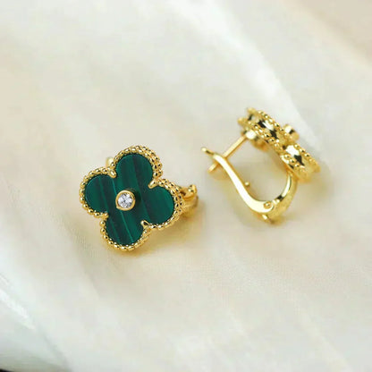¡®Sprite Jewelry¡¯CLOVER MEDIUM 1 MOTIFS MALACHITE DIAMOND EARRINGS