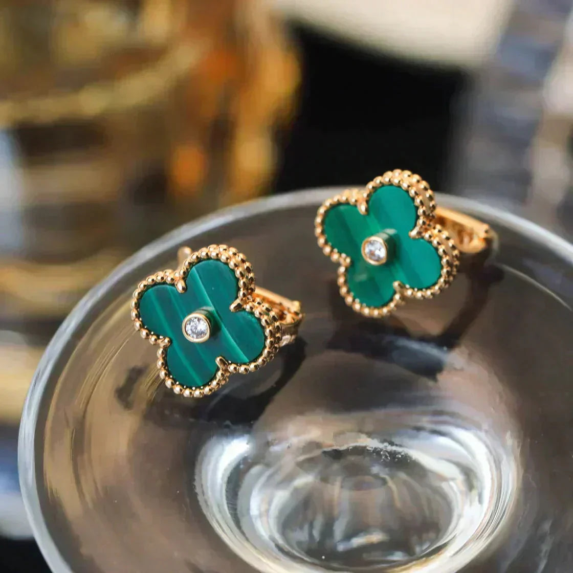 ¡®Sprite Jewelry¡¯CLOVER MEDIUM 1 MOTIFS MALACHITE DIAMOND EARRINGS