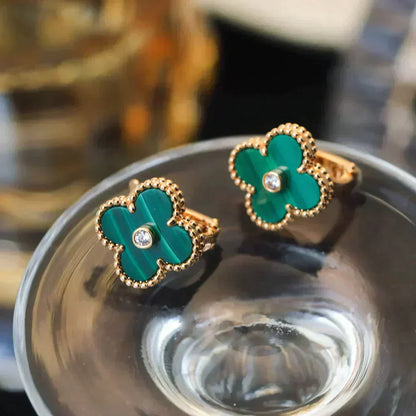 ¡®Sprite Jewelry¡¯CLOVER MEDIUM 1 MOTIFS MALACHITE DIAMOND EARRINGS
