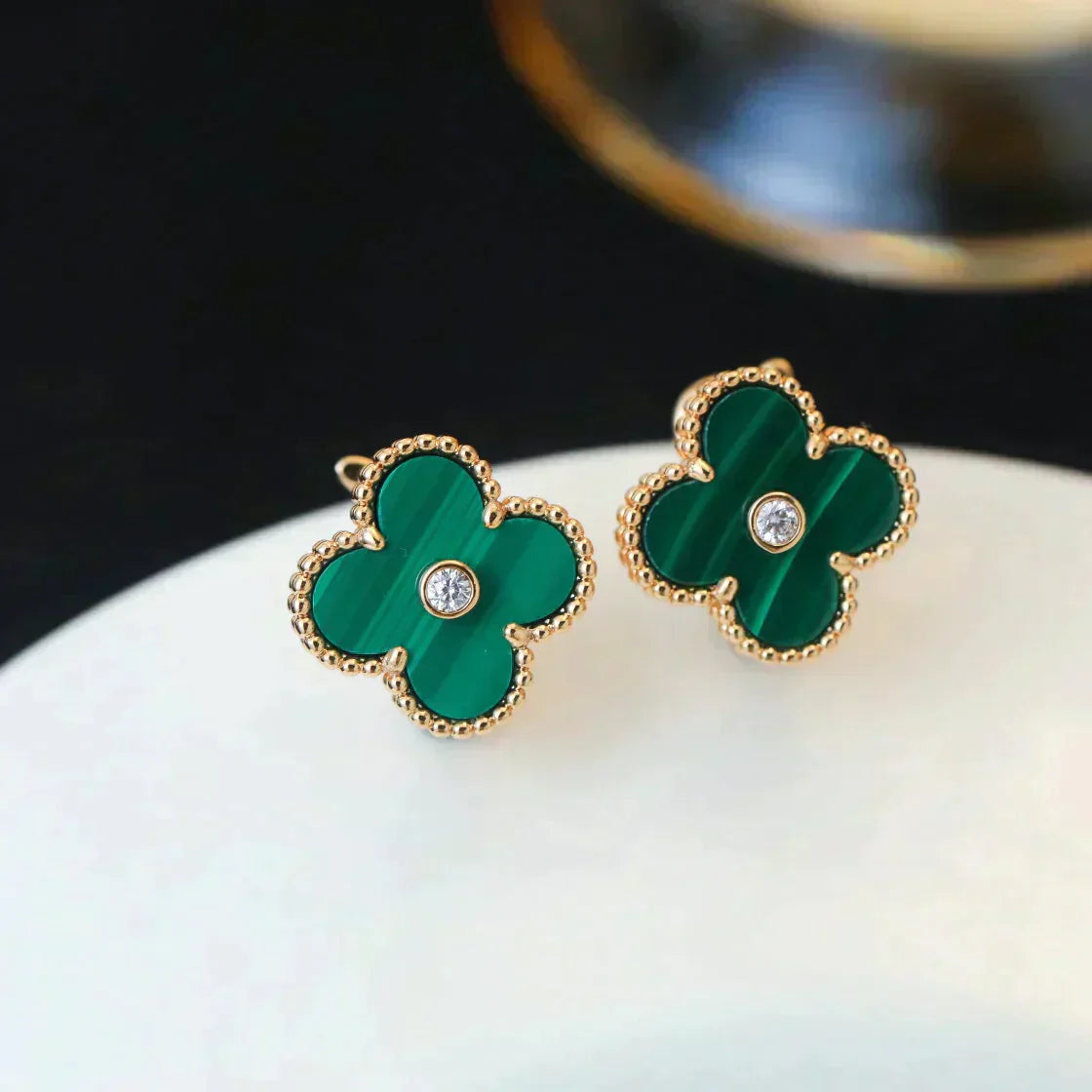 ¡®Sprite Jewelry¡¯CLOVER MEDIUM 1 MOTIFS MALACHITE DIAMOND EARRINGS