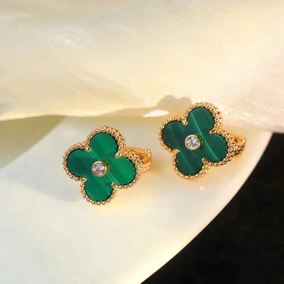 ¡®Sprite Jewelry¡¯CLOVER MEDIUM 1 MOTIFS MALACHITE DIAMOND EARRINGS