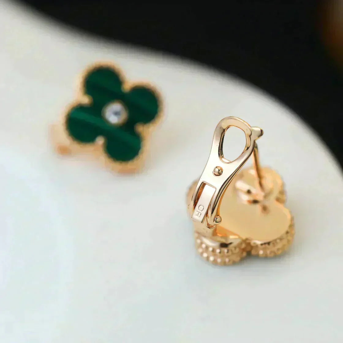 ¡®Sprite Jewelry¡¯CLOVER MEDIUM 1 MOTIFS MALACHITE DIAMOND EARRINGS