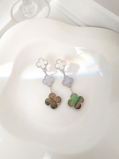¡®Sprite Jewelry¡¯CLOVER 3 MOTIFS CHALCEDONY DARK MOP SILVER EARRINGS