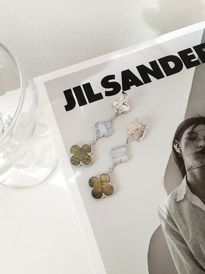 ¡®Sprite Jewelry¡¯CLOVER 3 MOTIFS CHALCEDONY DARK MOP SILVER EARRINGS