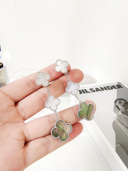 ¡®Sprite Jewelry¡¯CLOVER 3 MOTIFS CHALCEDONY DARK MOP SILVER EARRINGS