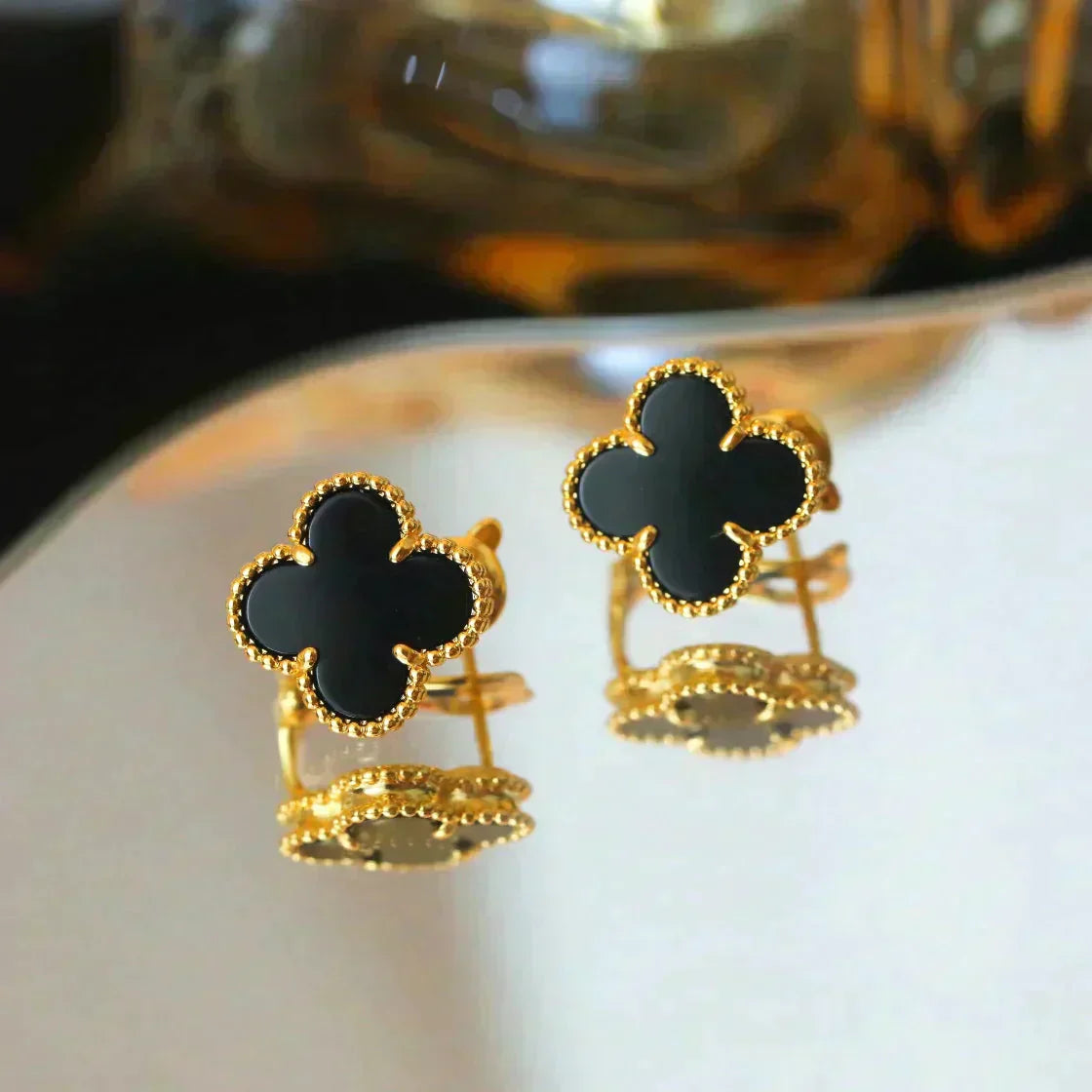 ¡®Sprite Jewelry¡¯CLOVER MEDIUM 1 MOTIFS  ONYX STUD EARRINGS