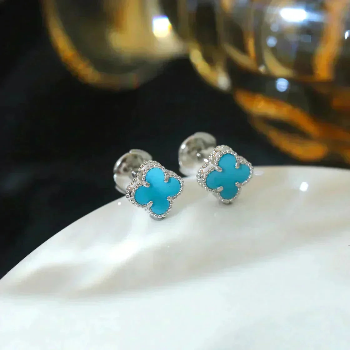 ¡®Sprite Jewelry¡¯CLOVER MINI 9.5MM ONYX STUD EARRINGS SILVER