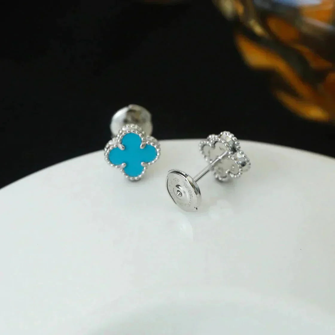 ¡®Sprite Jewelry¡¯CLOVER MINI 9.5MM ONYX STUD EARRINGS SILVER