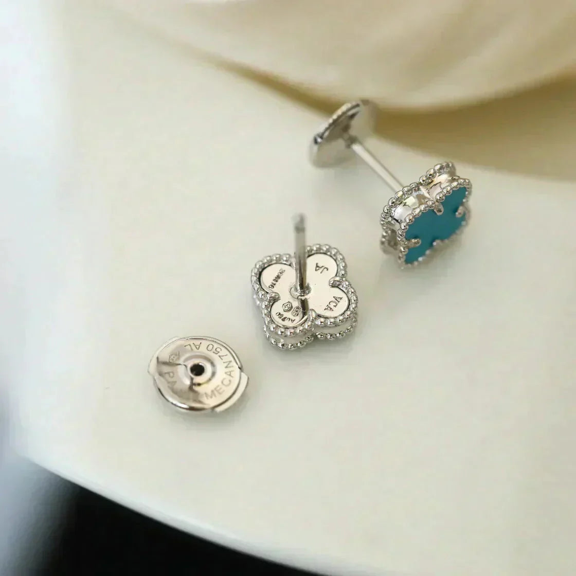 ¡®Sprite Jewelry¡¯CLOVER MINI 9.5MM ONYX STUD EARRINGS SILVER