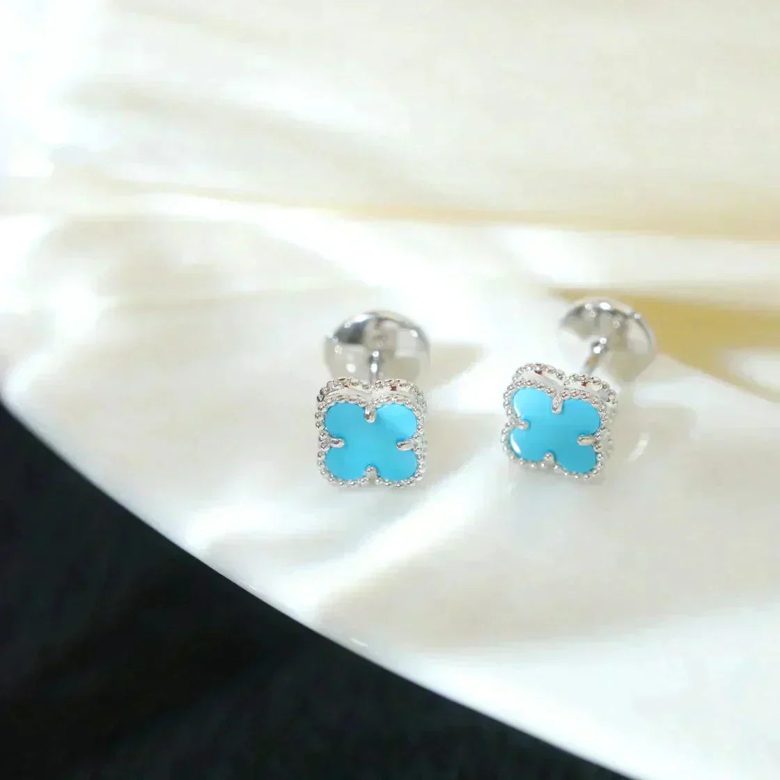 ¡®Sprite Jewelry¡¯CLOVER MINI 9.5MM ONYX STUD EARRINGS SILVER