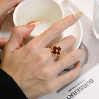 ¡®Sprite Jewelry¡¯CLOVER CARNELIAN RING ROSE GOLD DIAMOND