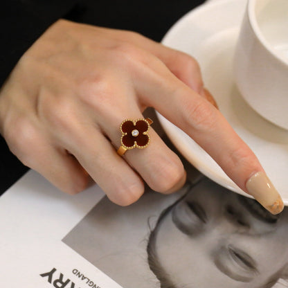 ¡®Sprite Jewelry¡¯CLOVER CARNELIAN RING ROSE GOLD DIAMOND