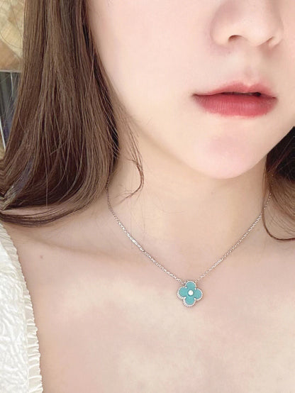 ¡®Sprite Jewelry¡¯CLOVER 1 DIAMOND LIGHT BLUE SILVER NECKLACE