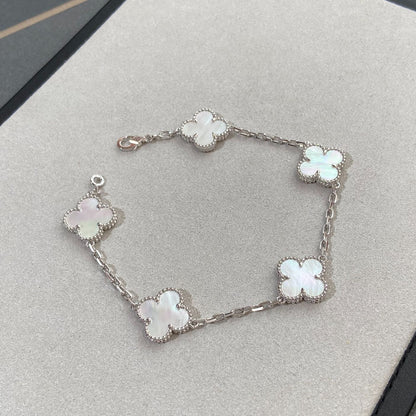 [Sprite Jewelry]New CLOVER WHITE PEARL MOP 5 MOTIF BRACELET COLLECTION