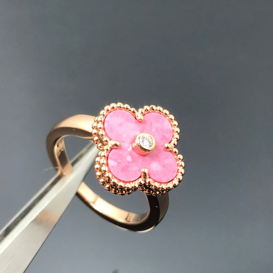 ¡®Sprite Jewelry¡¯CLOVER RHODONITE ROSE GOLD RING