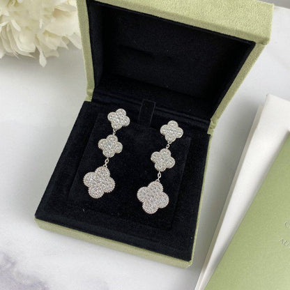 ¡®Sprite Jewelry¡¯CLOVER 3 MOTIF DIAMOND SILVER DROP EARRINGS