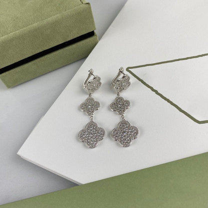 ¡®Sprite Jewelry¡¯CLOVER 3 MOTIF DIAMOND SILVER DROP EARRINGS