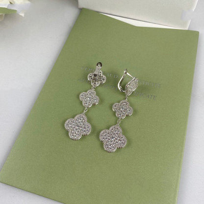 ¡®Sprite Jewelry¡¯CLOVER 3 MOTIF DIAMOND SILVER DROP EARRINGS