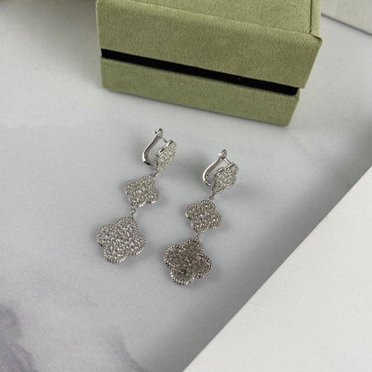 ¡®Sprite Jewelry¡¯CLOVER 3 MOTIF DIAMOND SILVER DROP EARRINGS