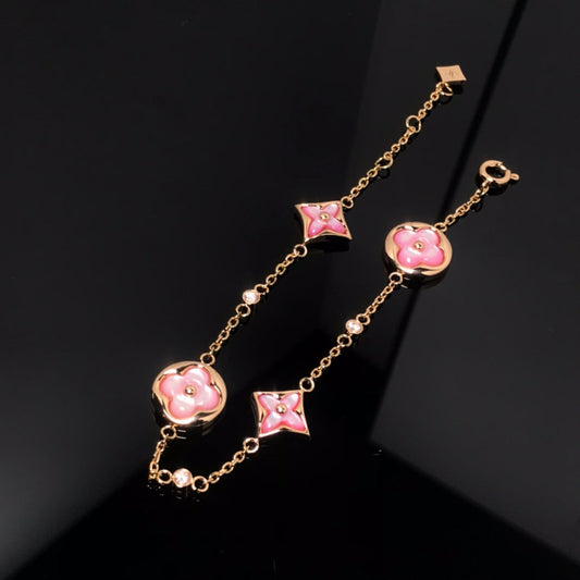 ¡®Sprite Jewelry¡¯STAR AND SUN 4 MOTIF PINK MOP PINK GOLD BRACELET