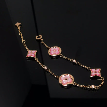 ¡®Sprite Jewelry¡¯STAR AND SUN 4 MOTIF PINK MOP PINK GOLD BRACELET