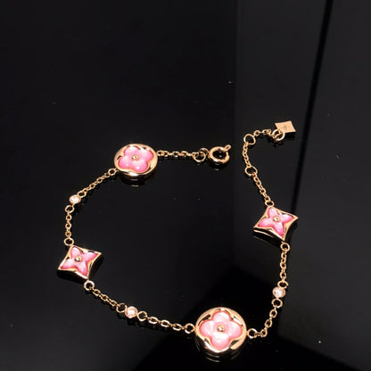 ¡®Sprite Jewelry¡¯STAR AND SUN 4 MOTIF PINK MOP PINK GOLD BRACELET