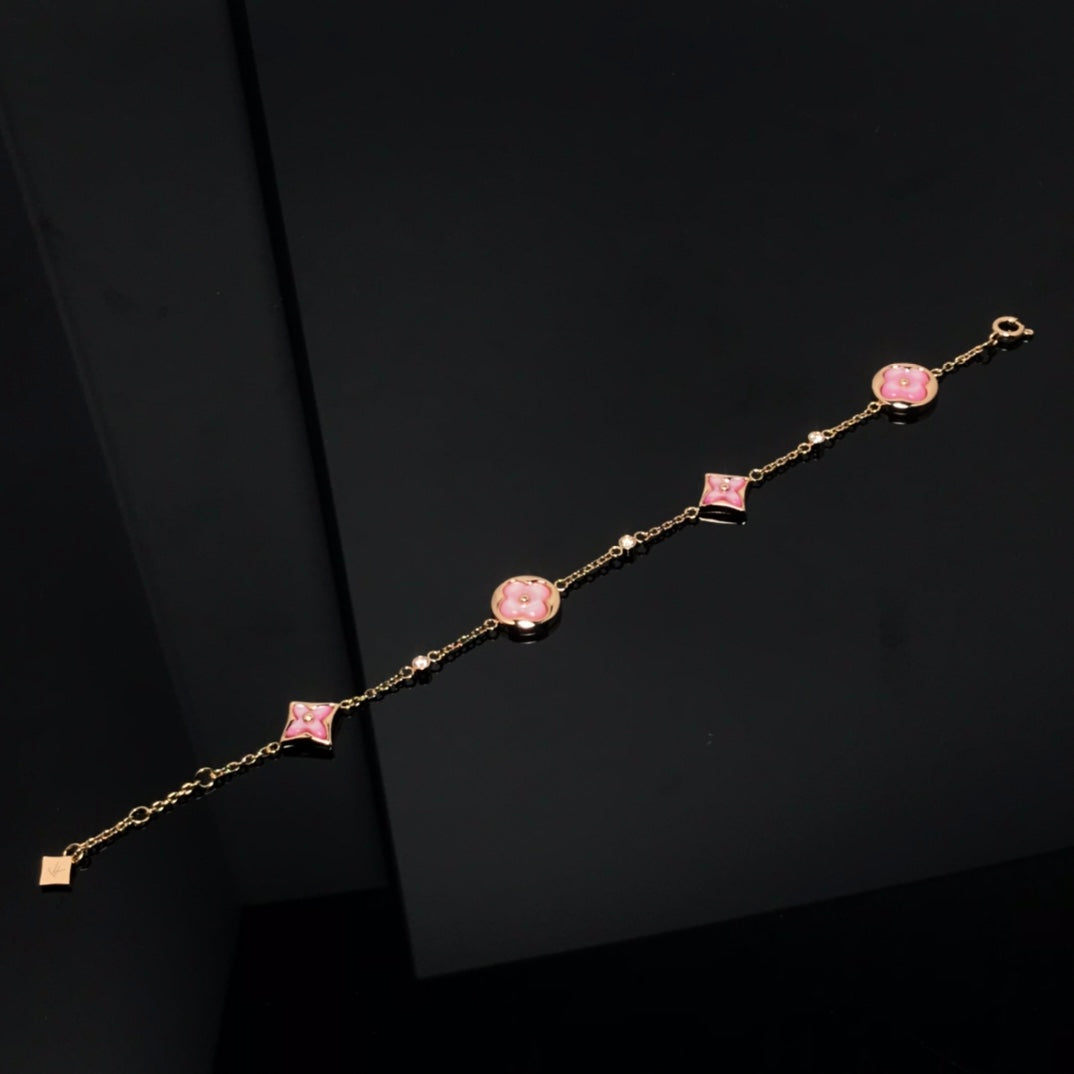 ¡®Sprite Jewelry¡¯STAR AND SUN 4 MOTIF PINK MOP PINK GOLD BRACELET
