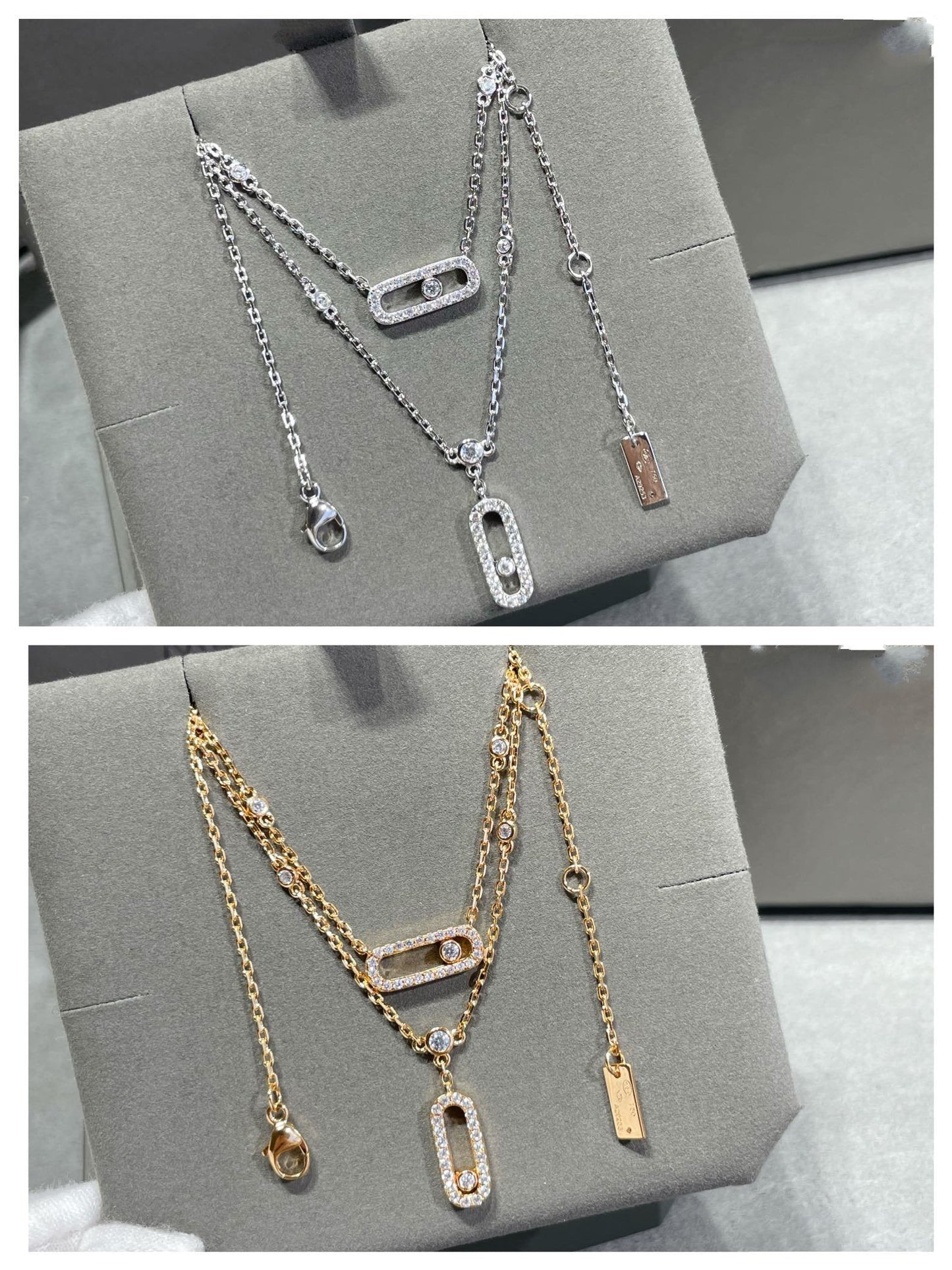 [Sprite Jewelry]MOVE 2 ROW DIAMOND NECKLACE