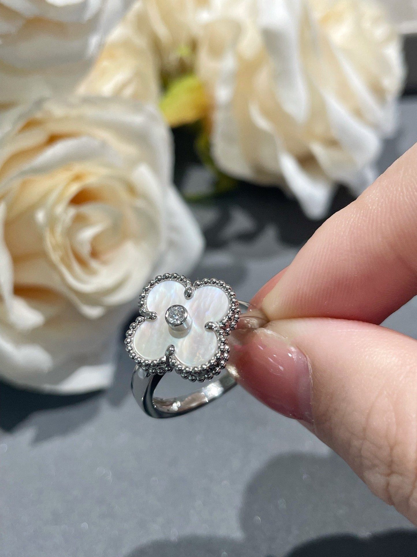¡®Sprite Jewelry¡¯CLOVER SILVER MOP DIAMOND RING