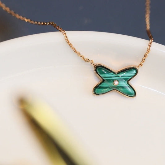 ¡®Sprite Jewelry¡¯JEUX MALACHITE 1 DIAMOND PINK GOLD NECKLACE