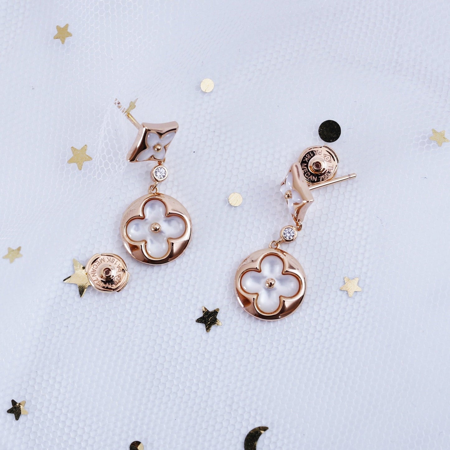 ¡®Sprite Jewelry¡¯STAR AND SUN PINK GOLD MOP DROP EARRINGS