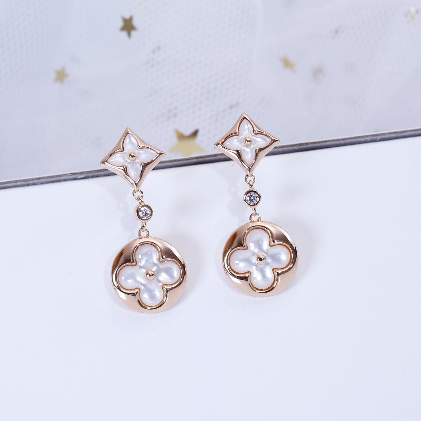 ¡®Sprite Jewelry¡¯STAR AND SUN PINK GOLD MOP DROP EARRINGS