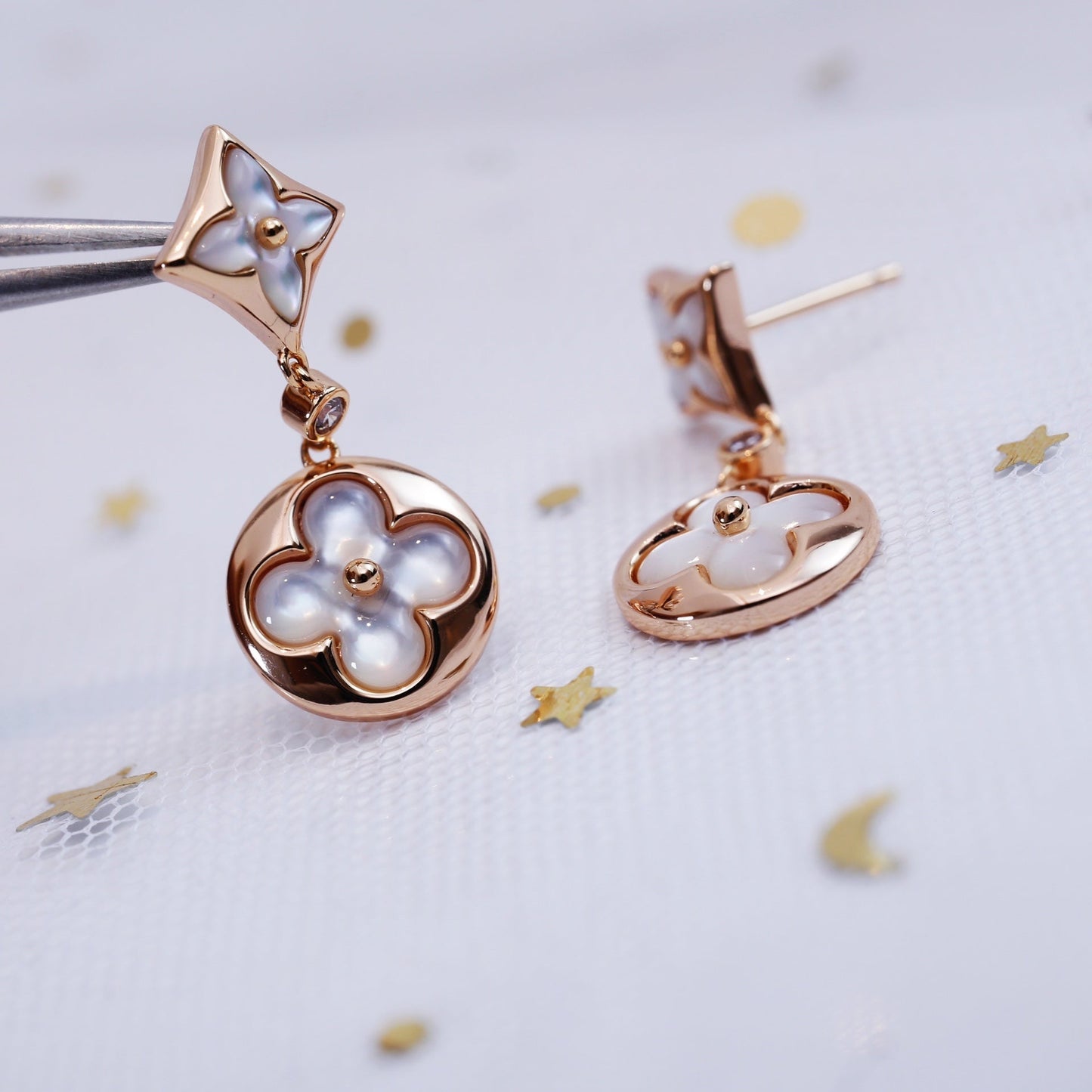 ¡®Sprite Jewelry¡¯STAR AND SUN PINK GOLD MOP DROP EARRINGS