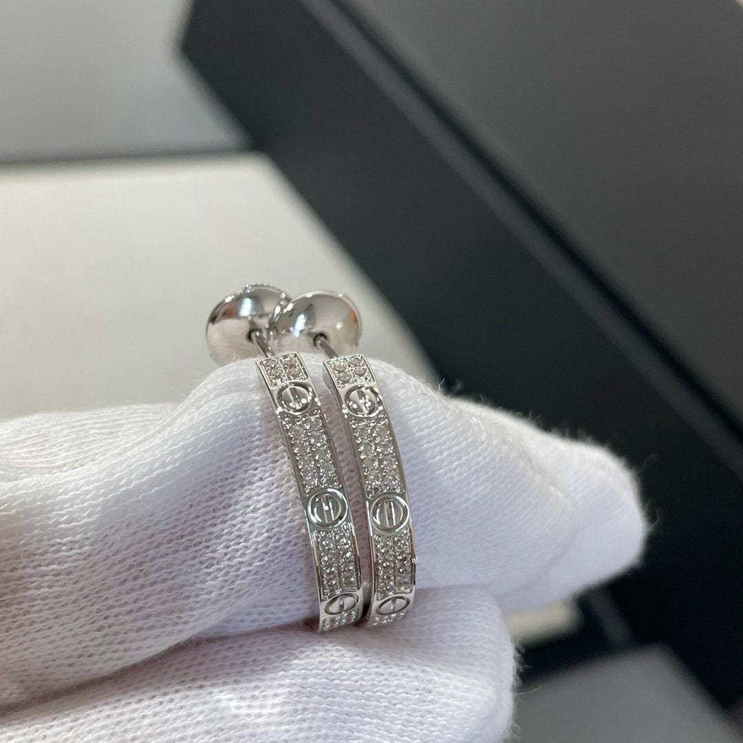 ¡®Sprite Jewelry¡¯LOVE DIAMOND SILVER HOOP EARRINGS