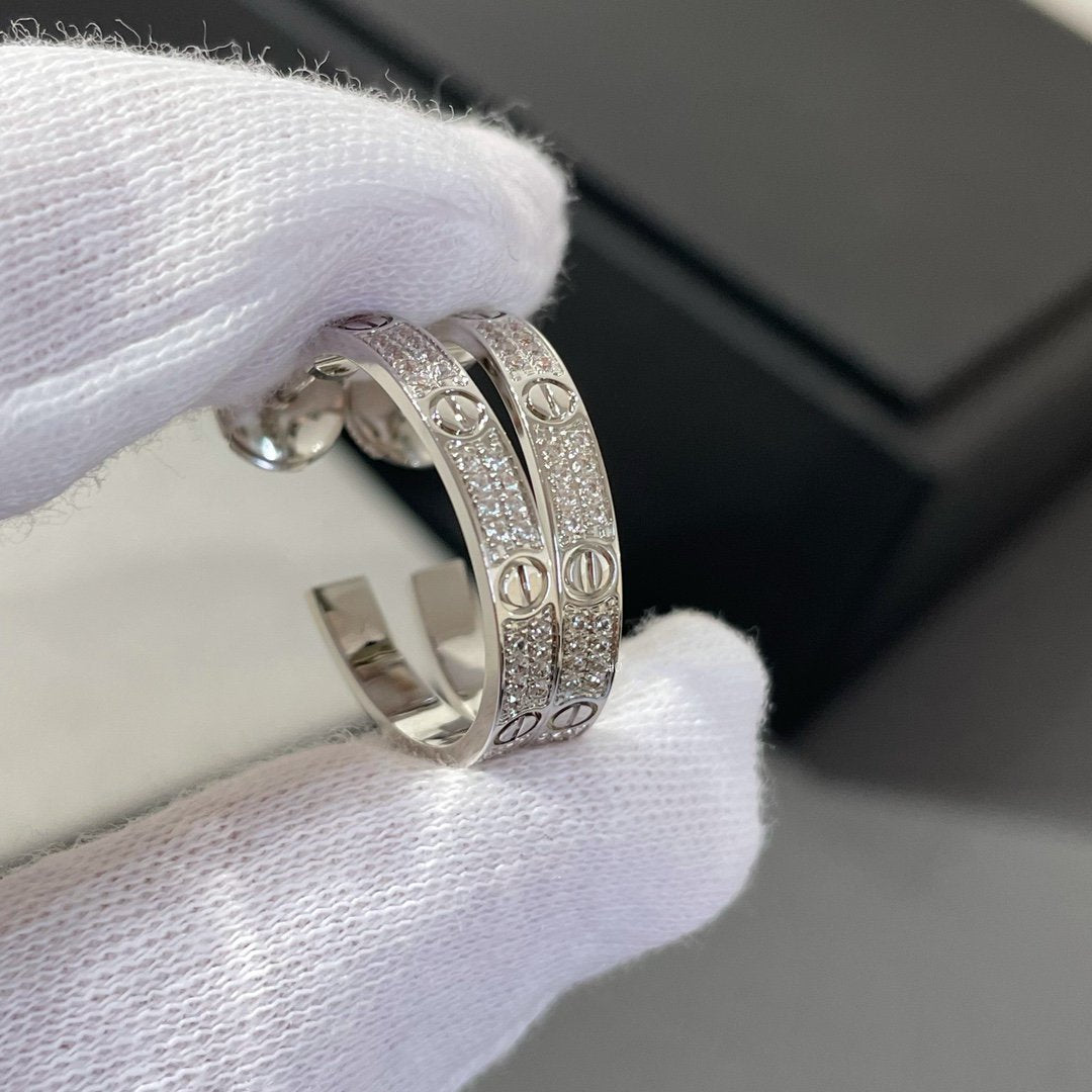 ¡®Sprite Jewelry¡¯LOVE DIAMOND SILVER HOOP EARRINGS