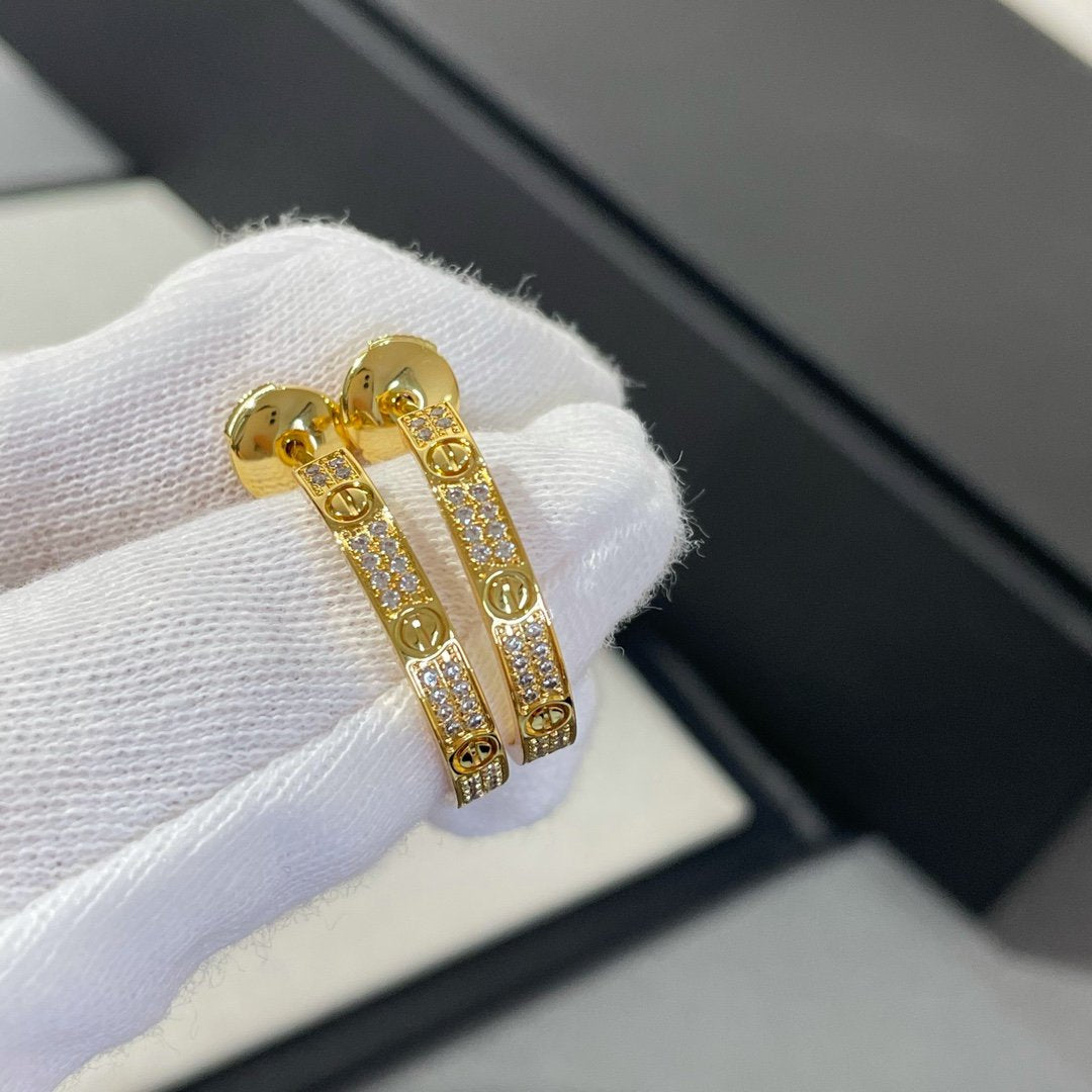 ¡®Sprite Jewelry¡¯LOVE DIAMOND GOLD HOOP EARRINGS