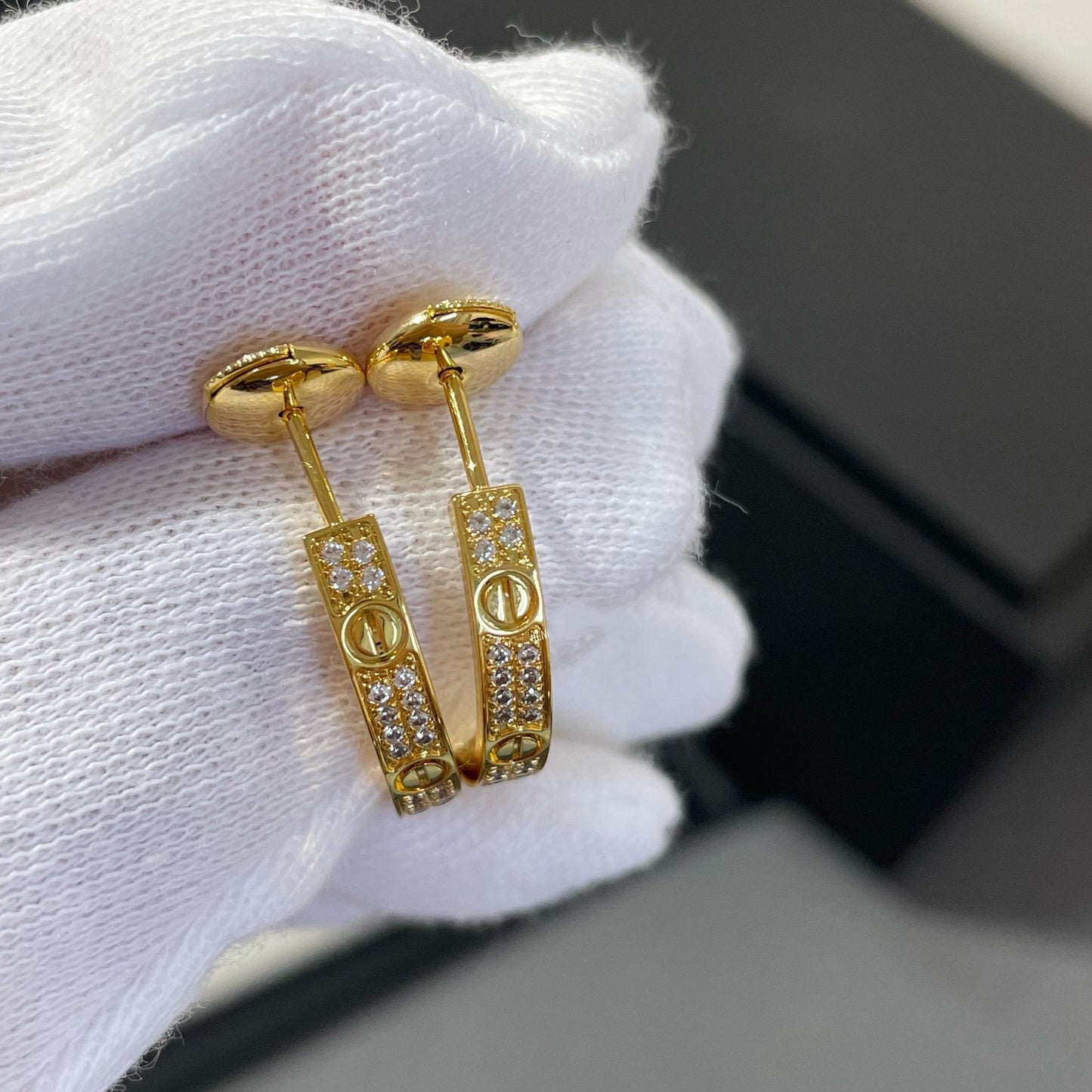 ¡®Sprite Jewelry¡¯LOVE DIAMOND GOLD HOOP EARRINGS